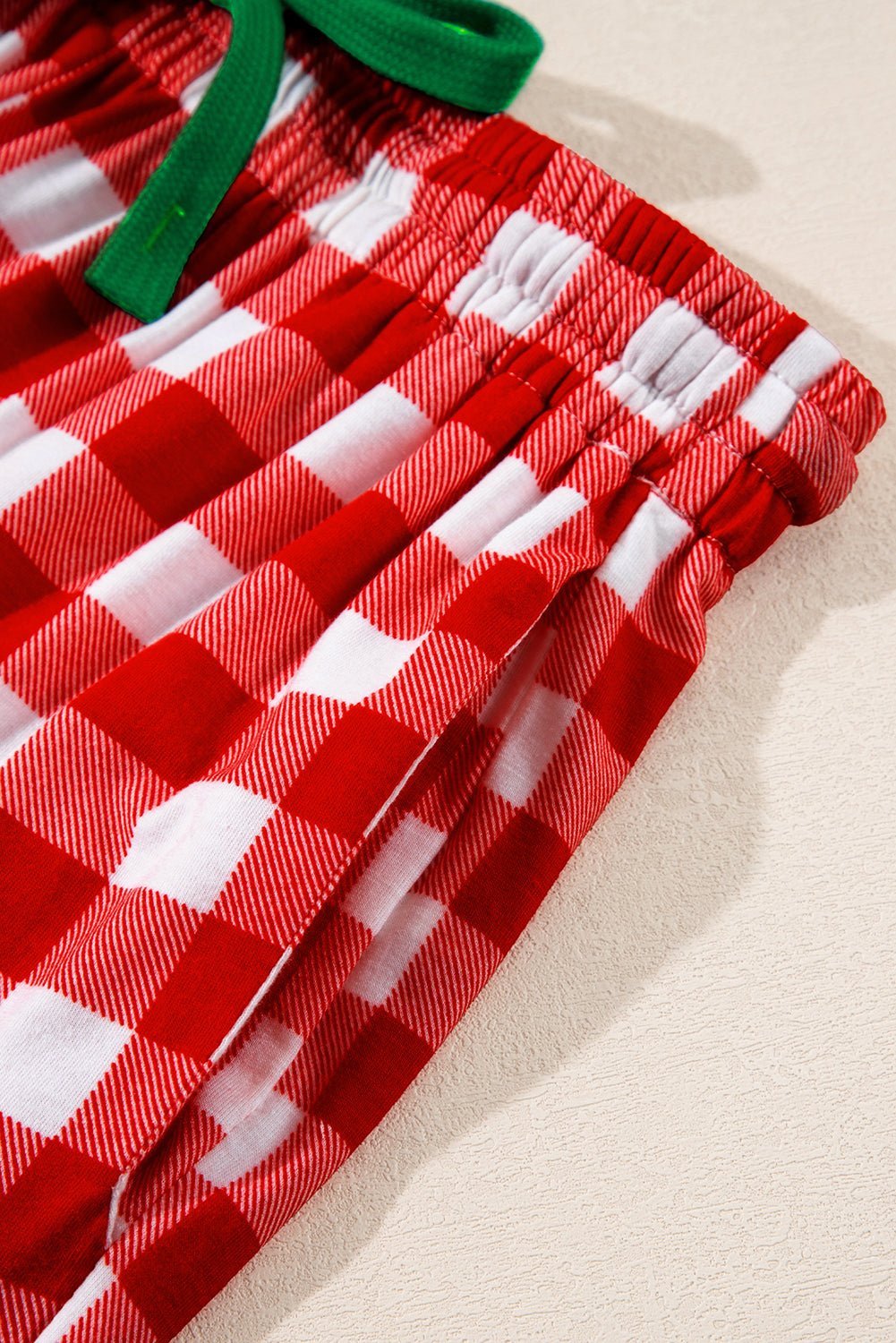 Plaid Collared Neck Long Sleeve Top and Pants Set Christmas - FabFemina