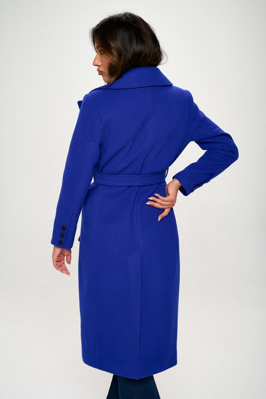 Coalition LA Double-Breasted Longline Coat with Belt - FabFemina