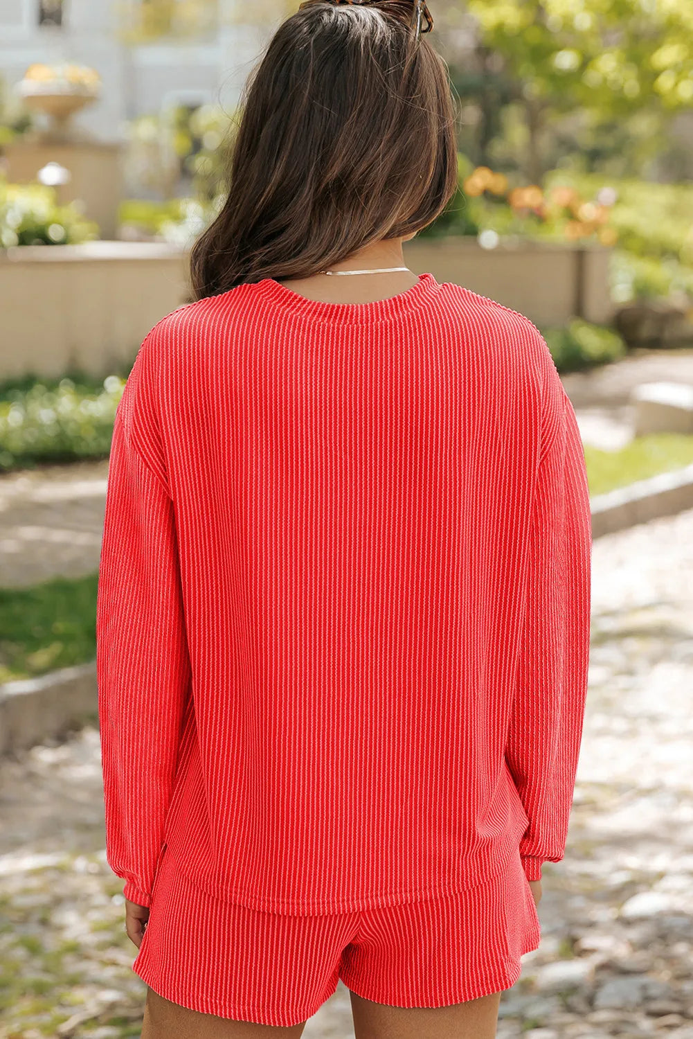 MERRY CHRISTMAS Round Neck Long Sleeve Top and Shorts Set - FabFemina