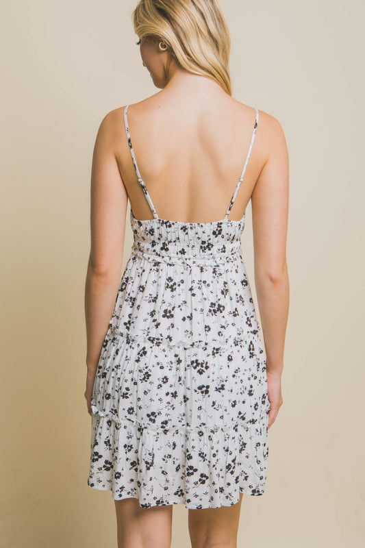 Love Tree Floral Tiered Cami Mini Dress - FabFemina