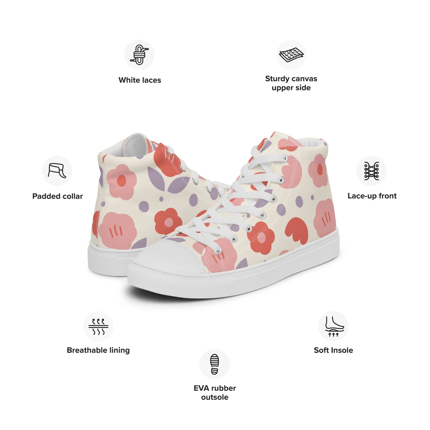 Spring Vibes High Top Canvas Shoes for Women - FabFemina