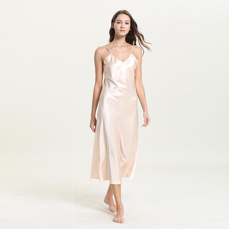 Sexy Long Satin Rayon Sleepwear Suspender Nightgown - FabFemina