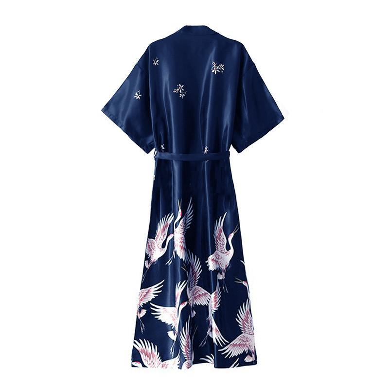 Summer Mini Kimono Sleepwear Silk Nightdress and Robe - FabFemina