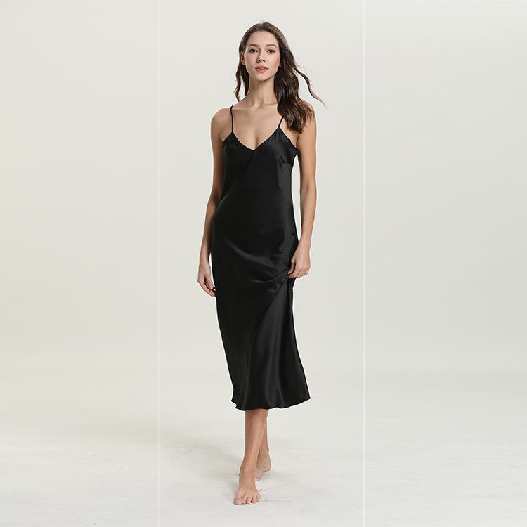 Sexy Long Satin Rayon Sleepwear Suspender Nightgown - FabFemina