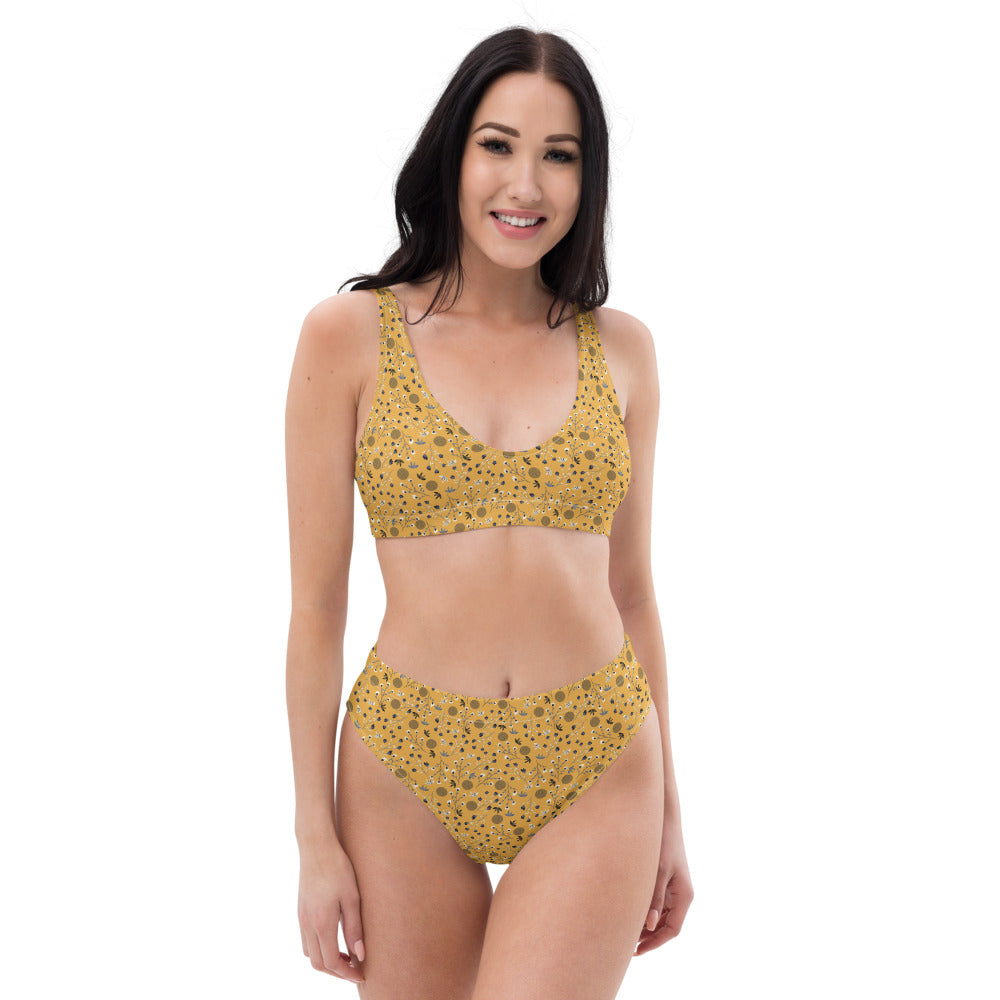 Flowery Maze Recycled high-waisted bikini - FabFemina