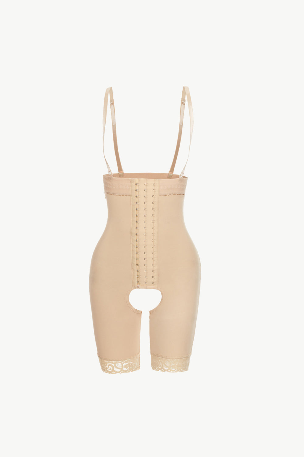 Full Size Hook-and-Eye Lace Trim Shaping Bodysuit - FabFemina