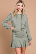 Culture Code Full Size Drawstring Dropped Shoulder Hooded Mini Dress - FabFemina