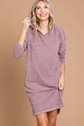 Culture Code Full Size Hooded Long Sleeve Sweater Dress - FabFemina