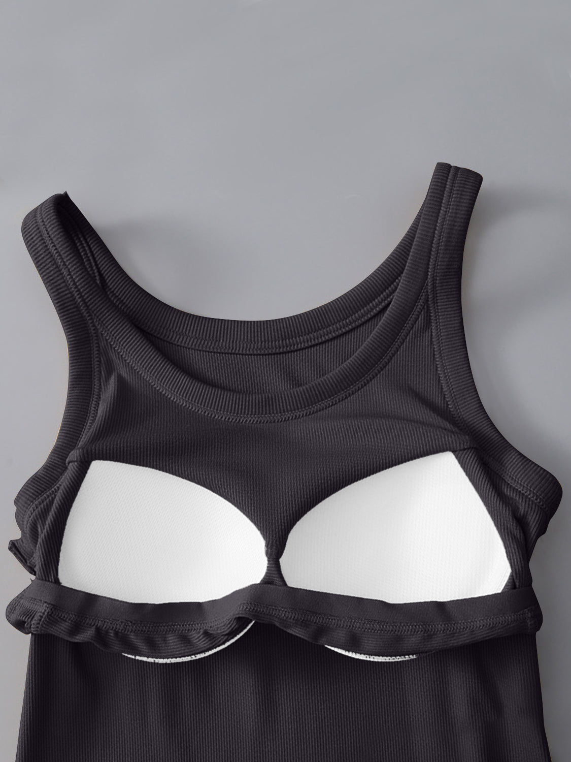 Round Neck Tank with Bra - FabFemina