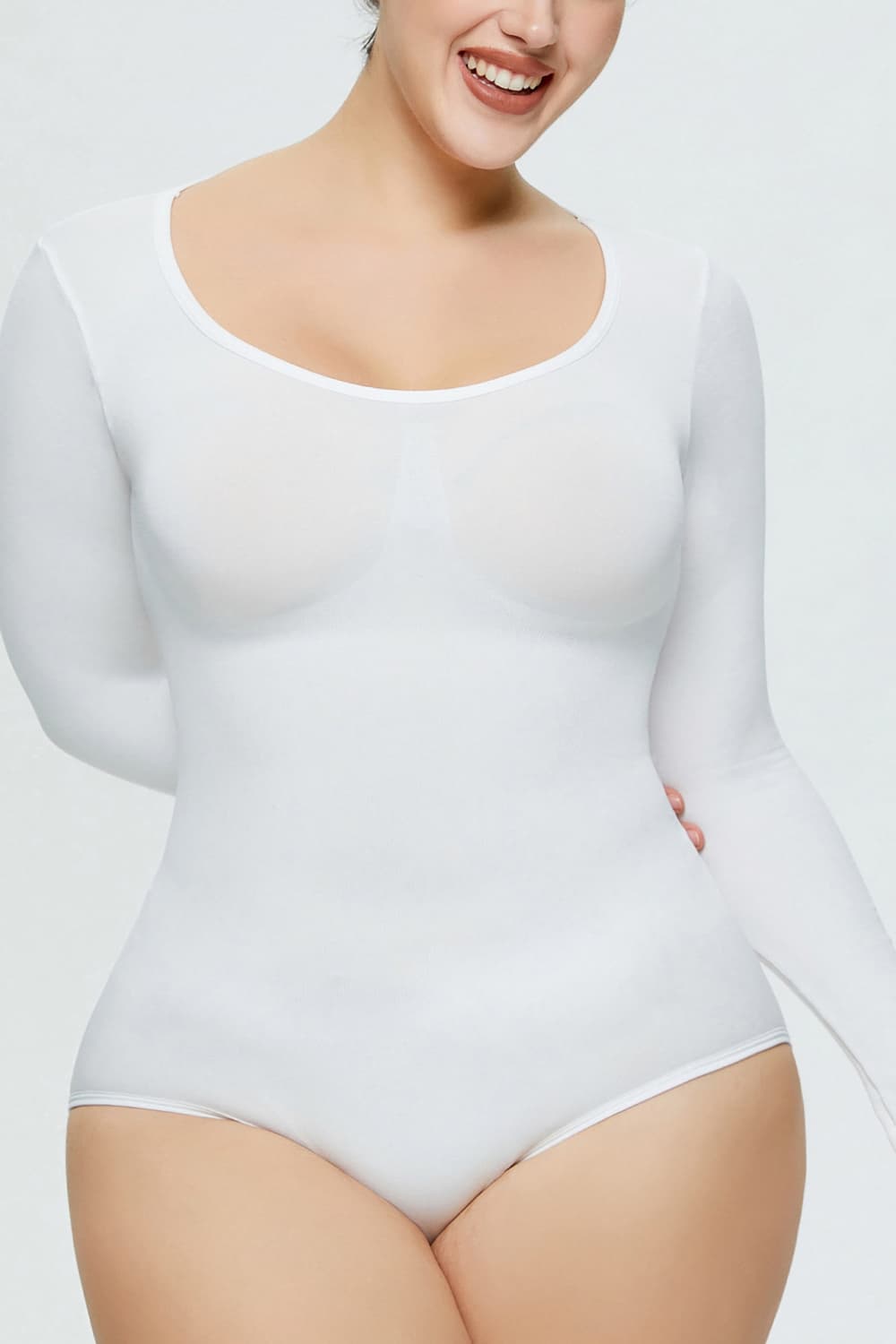 Long Sleeve Shaping Bodysuit - FabFemina