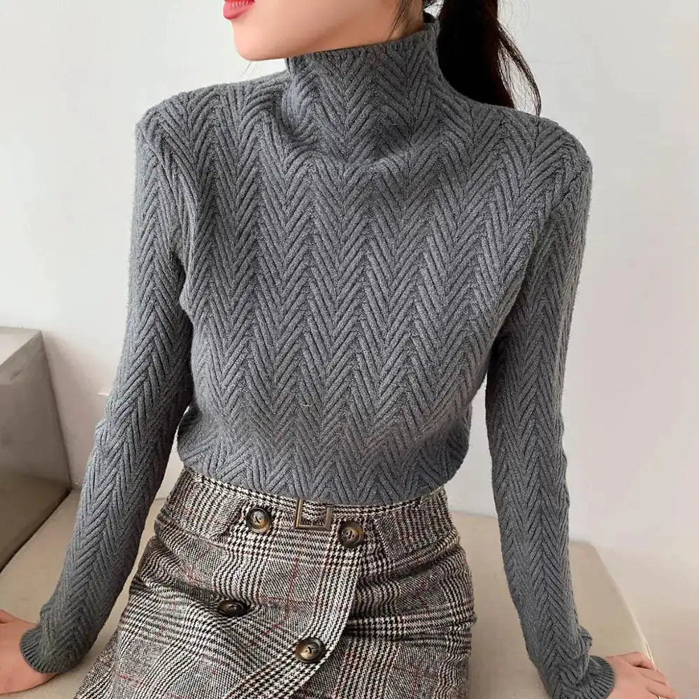 Elegant Wool Turtleneck for Her - FabFemina