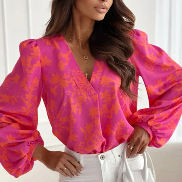 Stylish Printed Long-Sleeve Pullover Tops - FabFemina