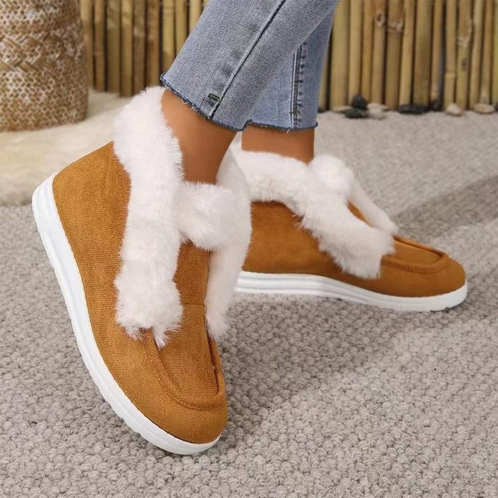 Furry Suede Snow Boots - FabFemina