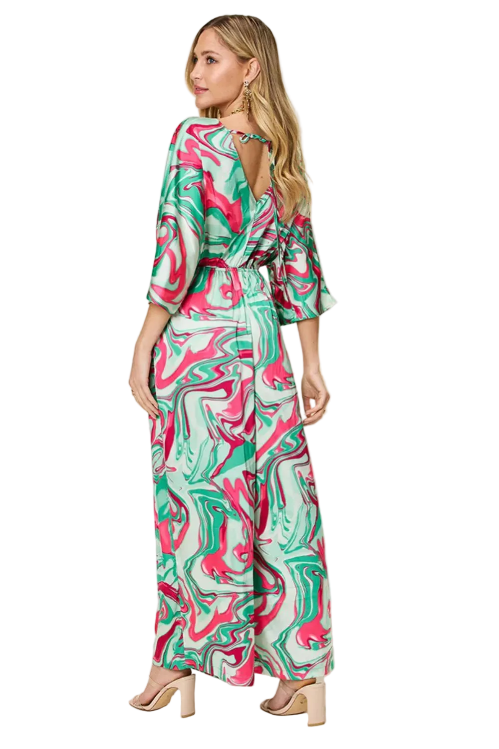 Double Take Full Size Half Sleeve Wide Leg Jumpsuit