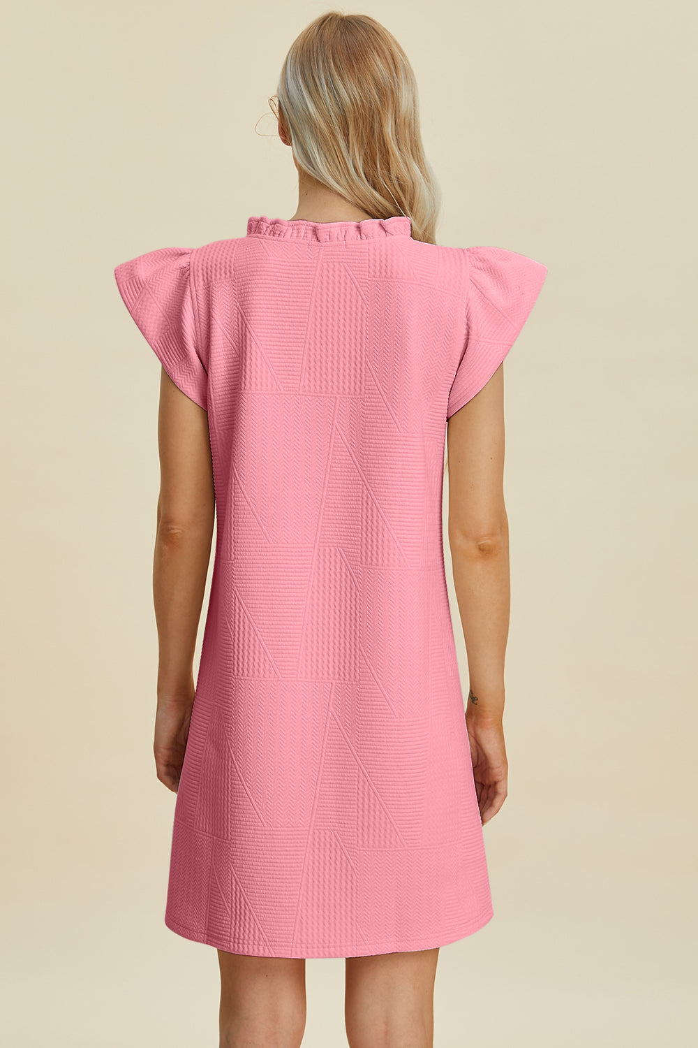 Double Take Full Size Ruffled V-Neck Cap Sleeve Dress - FabFemina