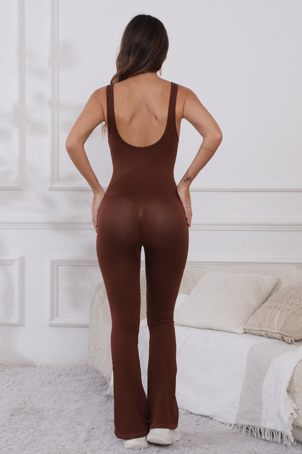 Scoop Neck Wide Strap Active Jumpsuit