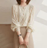 Elegant Pearl Lace Blouses - FabFemina
