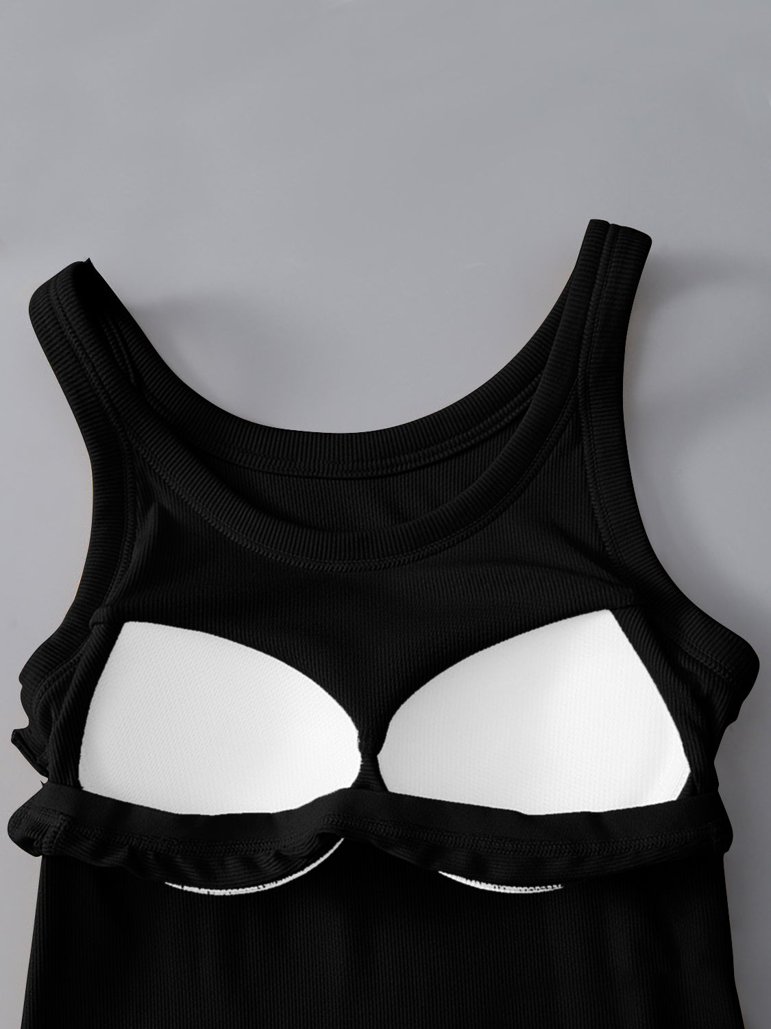 Round Neck Tank with Bra - FabFemina