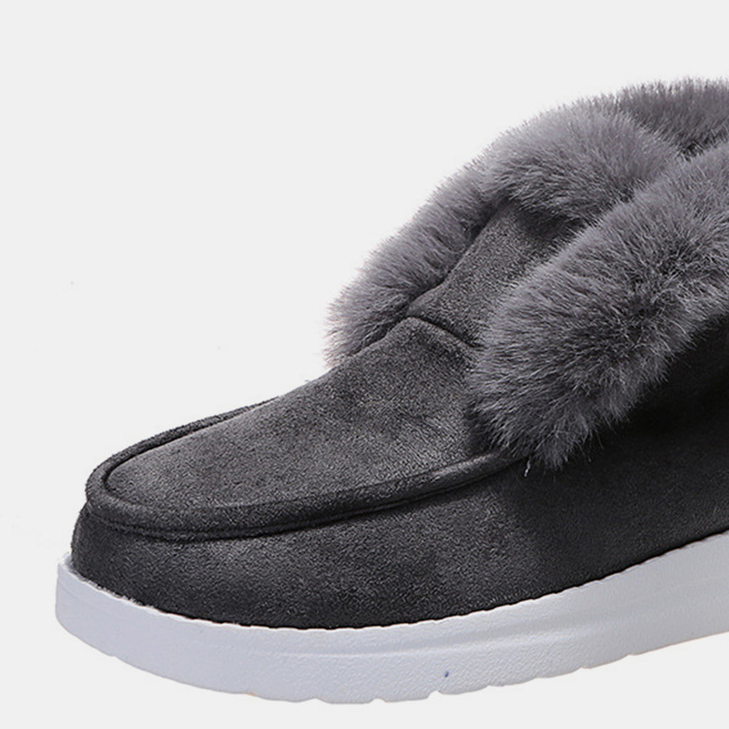 Furry Suede Snow Boots - FabFemina