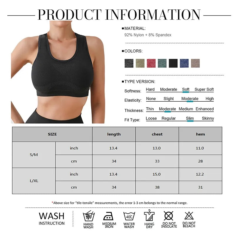 Seamless Sport Bra Fitness High Impact Yoga Top - FabFemina