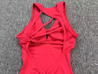 Padded Jumpsuit Sport Women Yoga Set Bodysuit For Fitness Wear Gym Sportswear High Elastic Workout Running Clothes - FabFemina