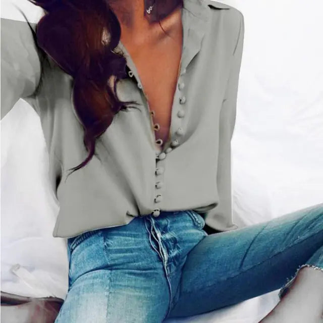 Chic Spring Chiffon Women's Shirt - FabFemina