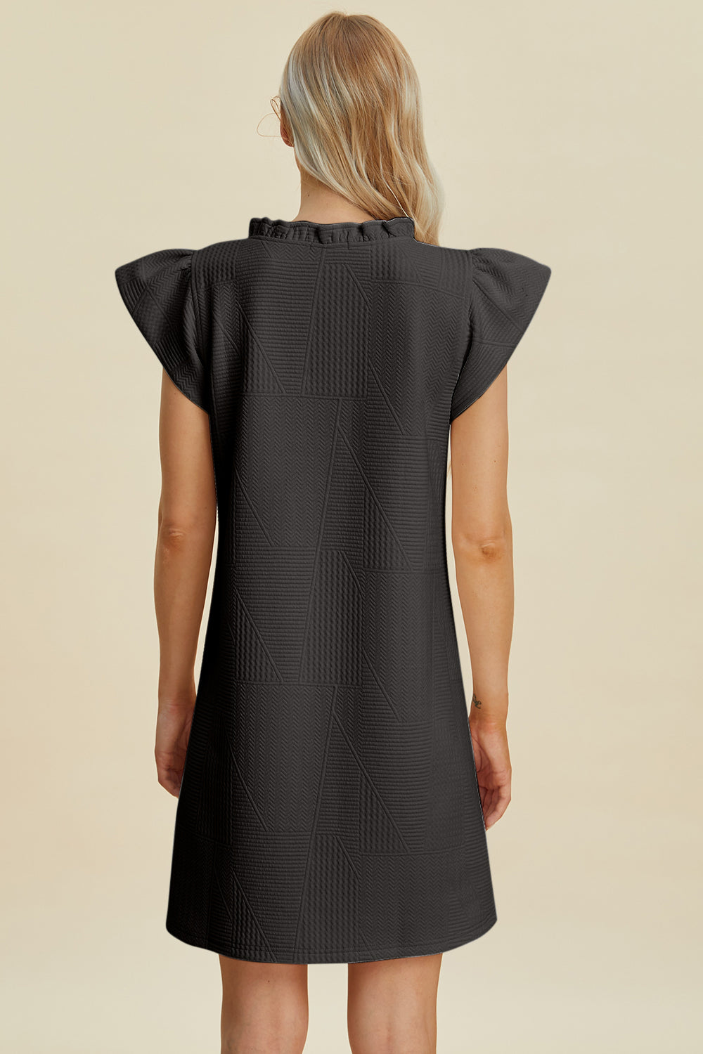 Double Take Full Size Ruffled V-Neck Cap Sleeve Dress - FabFemina