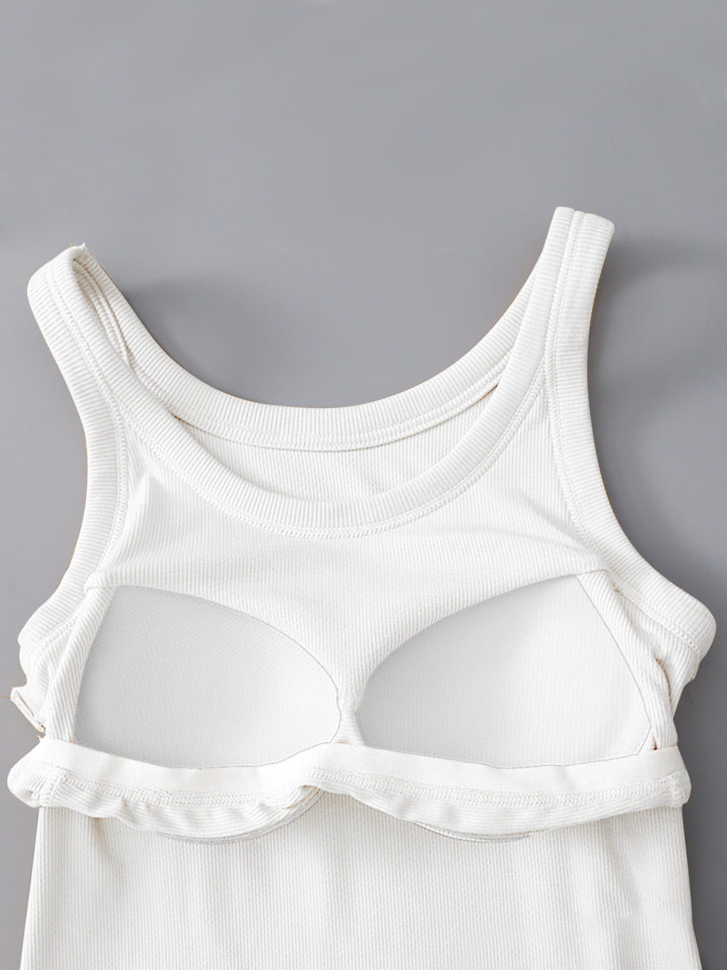 Round Neck Tank with Bra - FabFemina