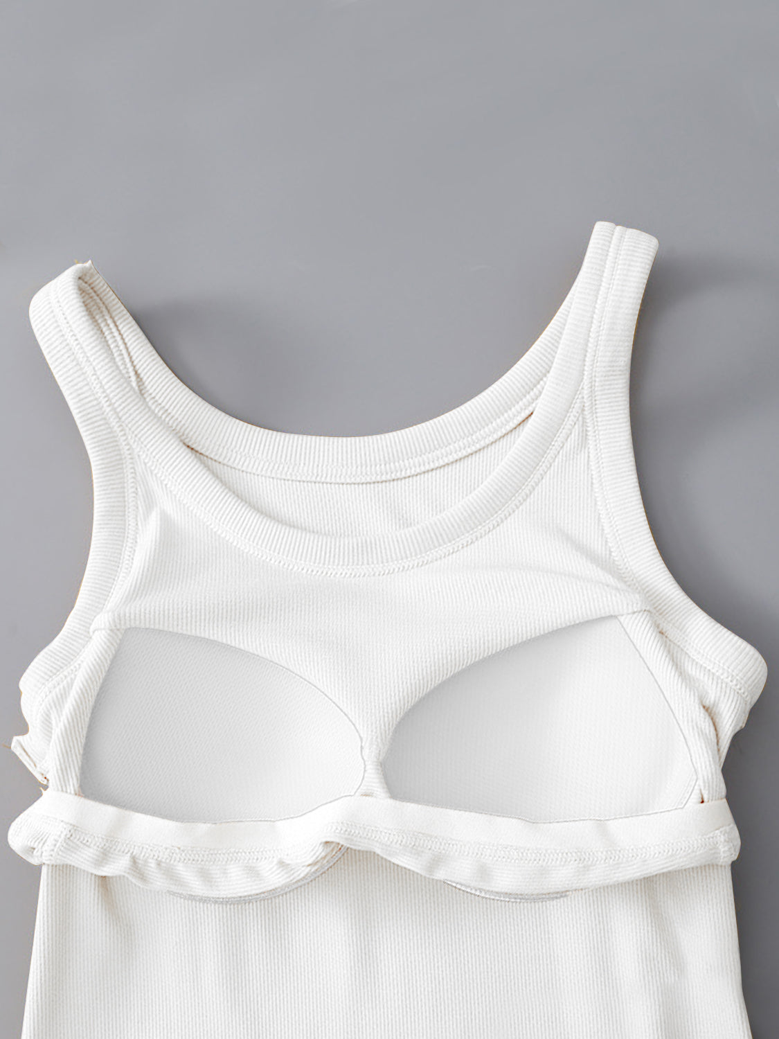 Round Neck Tank with Bra - FabFemina