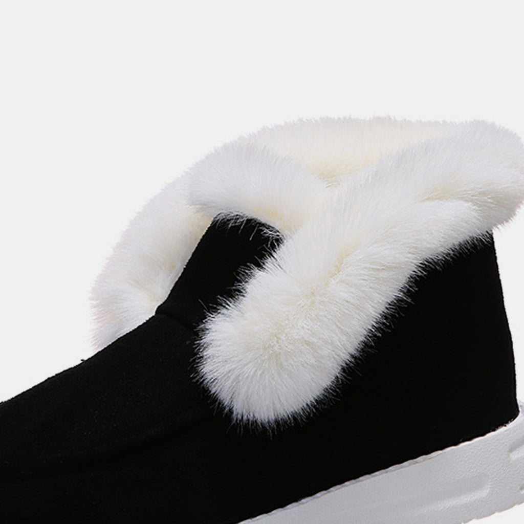 Furry Suede Snow Boots - FabFemina