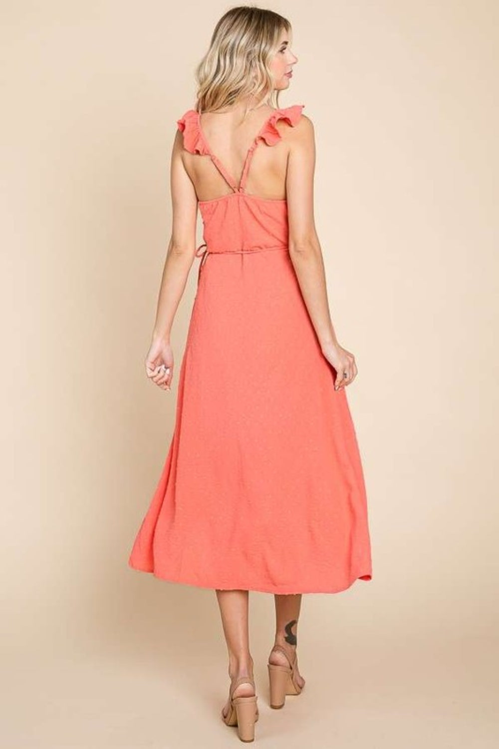 Culture Code Ruffle Detail Surplice Wrap Slip Dress - FabFemina