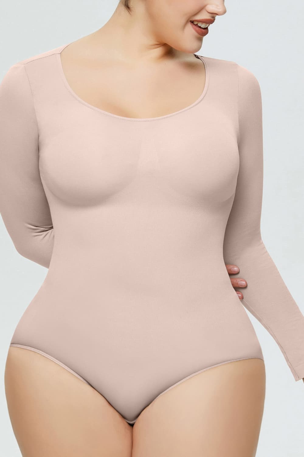Long Sleeve Shaping Bodysuit - FabFemina