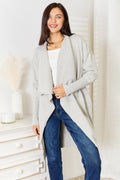 Angel Wings Open Front Duster Cardigan with Pockets - FabFemina