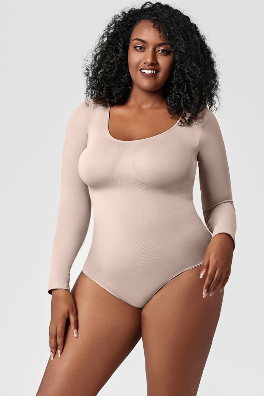 Long Sleeve Shaping Bodysuit - FabFemina
