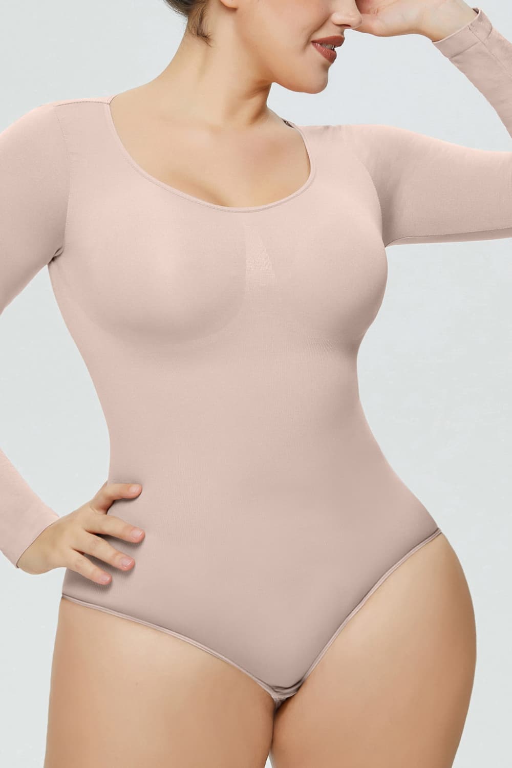 Long Sleeve Shaping Bodysuit - FabFemina