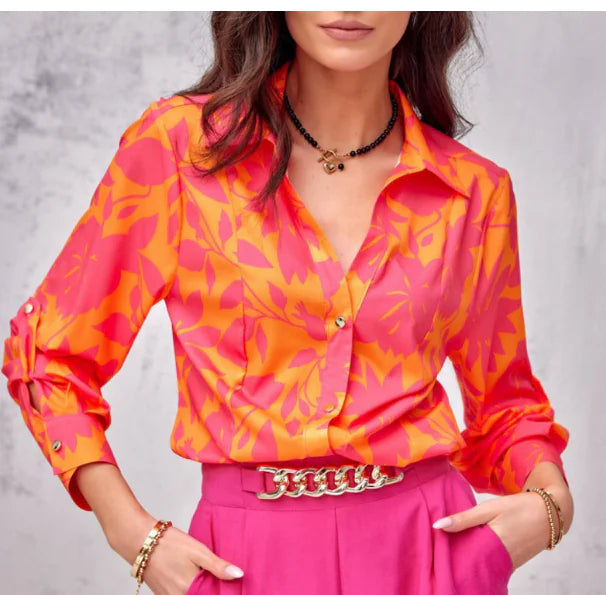 Stylish Printed Long-Sleeve Pullover Tops - FabFemina