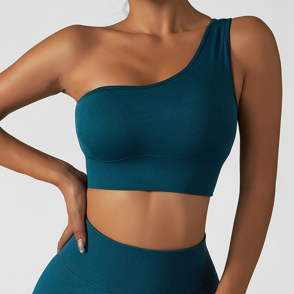 Summer Sexy Oblique Shoulder Yoga Tops - FabFemina