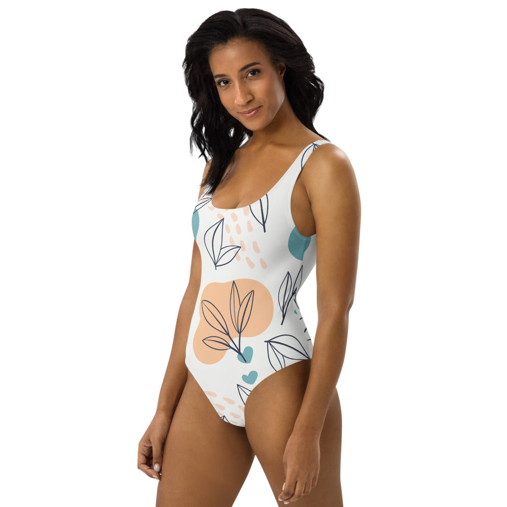 Leaf Print One-Piece Swimsuit – FabFemina