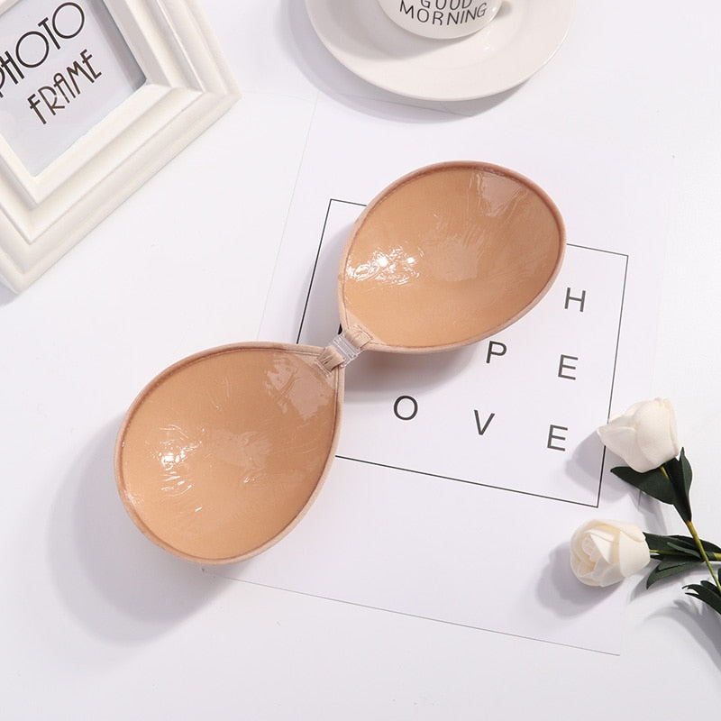 Self-Adhesive Silicone Bust Invisible Strapless Push Up Bra - FabFemina