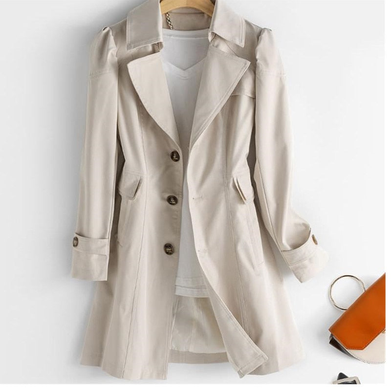 Elegant Long Trench Coat for Women - FabFemina
