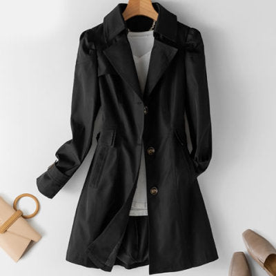 Elegant Long Trench Coat for Women - FabFemina