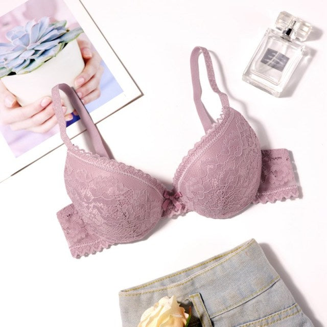 Sexy Lace 3/4 Cup Plunge Underwire Bras - FabFemina