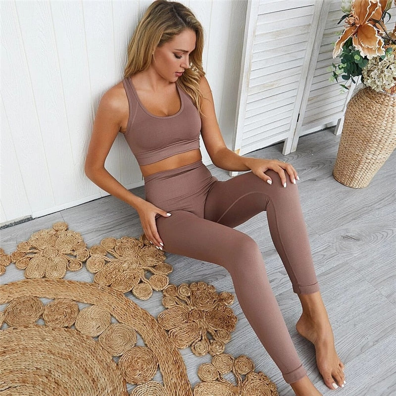 Athletic 2pcs Seamless Yoga Set for Women - FabFemina